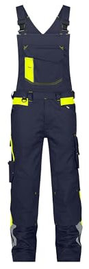 DASSY® Ulsan Stretch-Arbeitslatzhose mit Kniepolstertaschen - Größe 66 - NACHTBLAU/NEONGELB