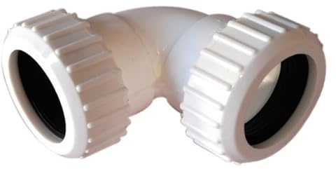 Raccordo a gomito a 90 gradi, per rifiuti a compressione, 90 gradi, 32 mm, confezione da 2, colore: bianco