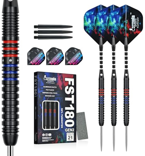 Formula Sports Dartpilar med metallspets 90% tungstenstål-dartpilar 3 stycken professionella steeldarts i 21, 22, 23, 24 gram