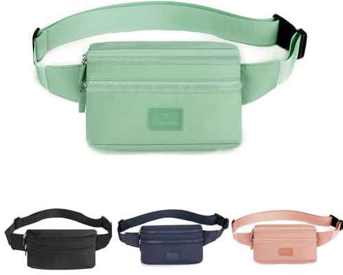 Bauchtasche für Damen, modische Bauchtasche mit verstellbarem Gürtel für Sport, Wandern, Mädchen und Frauen, grün, L
