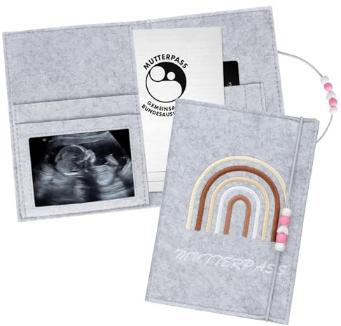 Mutterpass Schutzhülle – Praktische Mutterpasshülle mit Fächern für Mutterpass, Versicherungskarten, Ultraschallbilder und Impfpass
