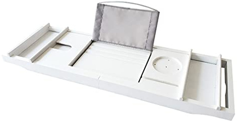 Plateau de baignoire extensible pour livres, vin, tablettes et plus encore. Étagère de bain réglable pour se détendre et prendre soin de soi. Accessoire de bain parfait