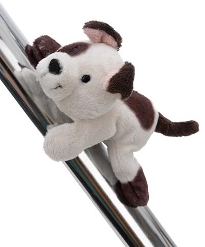 MagNICI 63064 - Imán de Peluche Perro, 12 cm, Gris, Peluche con imán para frigorífico, Pizarra, Metal y Mucho más, Idea de Regalo