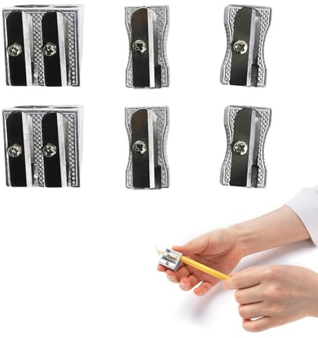 COYUN Sacapuntas, Juego de 6 Sacapuntas Metalico, con Agujeros Dobles y Simples, para el Hogar, la Escuela y la Oficina, para Niños y Adultos
