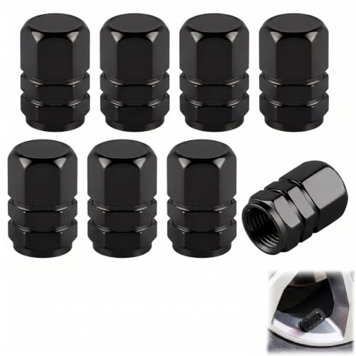 Aluminum Tire Valve Caps,8 Pcs Dustproof Stem Covers | Heavy Duty Metal, Leak-Proof Rubber O-Ring, Corrosion Resistant, Auto Accessories for Car Motorbike Bicycle SUV Truck