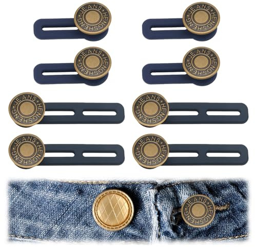 8 PCS Button Extender for Trousers Durable & Reusable Adjustable Waist Extender Metal & Silicone Button Extenders for Jeans Bags Children's wear Down Jackets DIY Projects