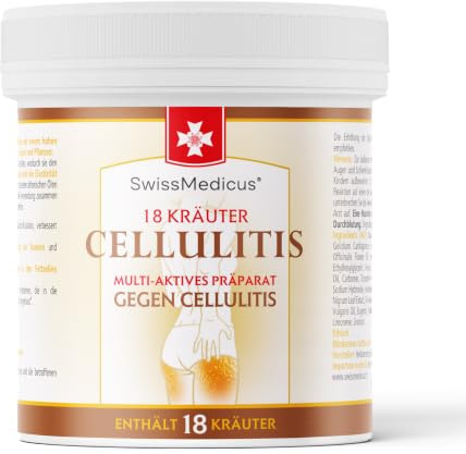 SwissMedicus Cellulit Gel Anti Cellulite Uppvärmande med 18 örter, 500 ml | Geltextur, örtdoft och behaglig värme, anti-celluliter massagegel, apelsinhud, hemuppstramande rutin