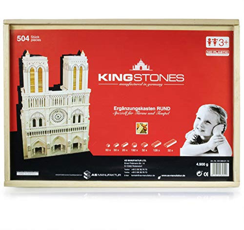 KINGSTONES Ergänzungskasten, rund - Steinbaukasten aus Marmormehl ca 504 Teile Stein-Konstruktionsset