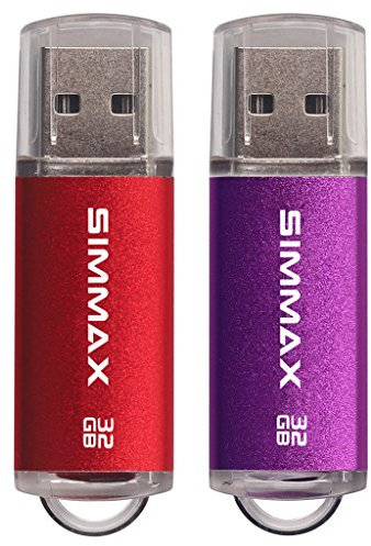 Clé USB 32 Go Lot de 2 Mémoire Stick USB 2.0 Flash Drive Pivotant Stockage Disque Pendrive par SIMMAX (32Go Rouge Violet)