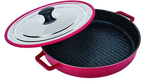 Masterpan Non Stick Grill Pan/Griddle Pan 30cm | Cast Cookware | Great for Steak Pan, Fish | BBQ Pan, Induction Pan, Camping Frying Pan, Skillet Pan | Oven Safe NonStick Pan | Induction Griddle Pans