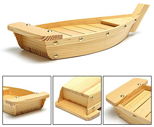 Gaoominy 42X17X7.5Cm Barcos De Sushi De Cocina Japonesa Herramientas De Sushi Barco Simple Hecho a Mano De Madera Platos Fríos Surtidos Sashimi Vajilla Bar