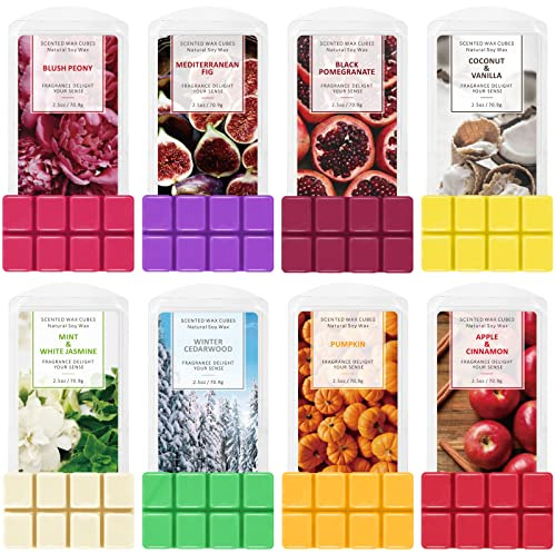 SCENTORINI Wax Melts, Scented Wax Melts, Vanilla & Coconut, Apple & Cinnamon, Pumpkin, Mint & White Jasmine, Winter Cedarwood, Black Pomegranate, Mediterranean Fig, 8x2.5 oz