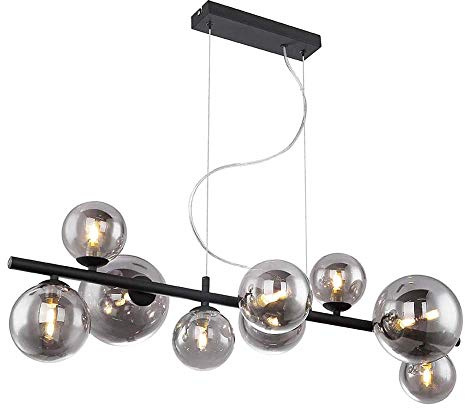 LED-hänglampa RIHA glas-DM: 2 x 15 cm 31,5 watt rök 4 x 10 cm 3 x 12 cm svart