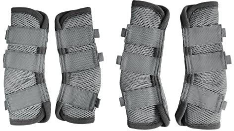 Fliegenstiefel für Pferde, perfekt für Pferde-Beinbandagen und maximalen Fliegenschutz, 4er-Set (grau, voll)