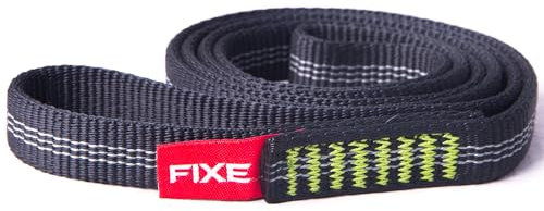 Fixe Kletterschlingen aus Polyamid, genähter Bandring, 16 mm, dunkelgrau, 65 cm, hohe Festigkeit 22 kN und Haltbarkeit, Industriering