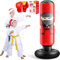 EQARD Aufblasbare Boxsack für Kinder mit Ninja Design, 160cm Ständer, Boxhandschuhen - Zum Üben von Karate, Taekwondo, MMA (Rot)