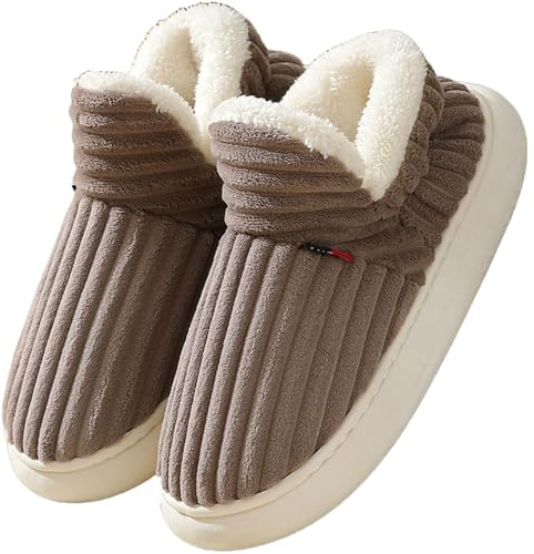 Misolin Pantofole Donna Invernali Peluche Ciabatte Casa Comode Pelose Inverno Scarpe Autunno Memoria Schiuma Antiscivolo Suola Cotone Morbida,Café 270(EU 38-39)