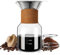 BOILMERIT Pour Over - Caffettiera con filtro in acciaio inox, 600 ml, contagocce in vetro con colletto in pelle vintage, tappo in sughero e portafiltro
