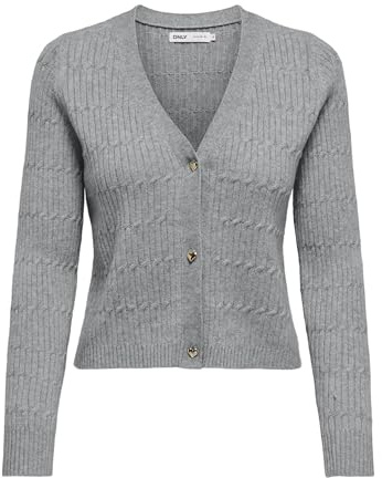 ONLY Onlkatia LS Cable V-Neck Cardi KNT Noos, Ultimate Grey, XL
