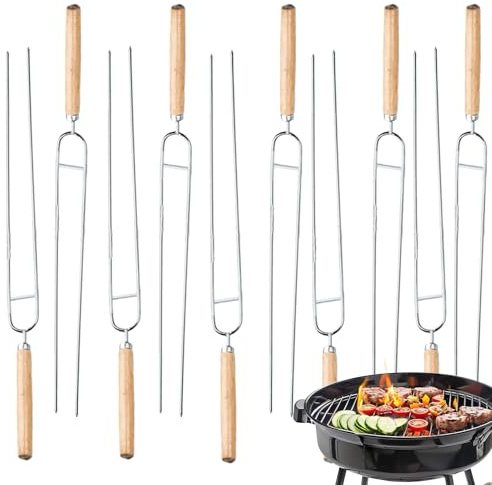 Spiedini per barbecue – spiedino a doppia punta – aste lunghe riutilizzabili – per shish kebab per manzo, pollo, pesce, gamberetti, verdure, frutta, attività all'aperto e campeggio