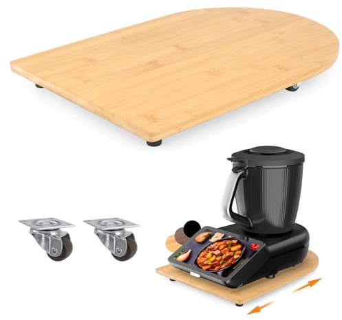 Glidbräda för Thermomix TM7, snabb flyttning rullbräda för Thermomix Vorwerk köksmaskin TM7 tillbehör underlag bräda (naturlig träfärg)