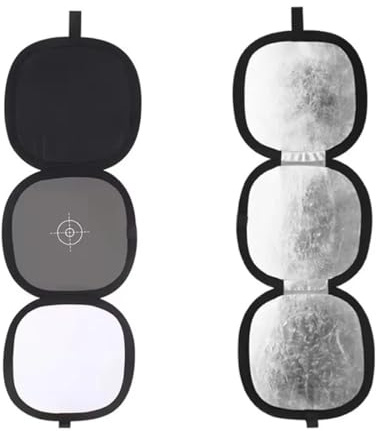 Compatible for Focus & Color Calibration - Trifold Hand-Hold Collapsible Disc 2-Sided 18% Gray/White Balance Focus Board