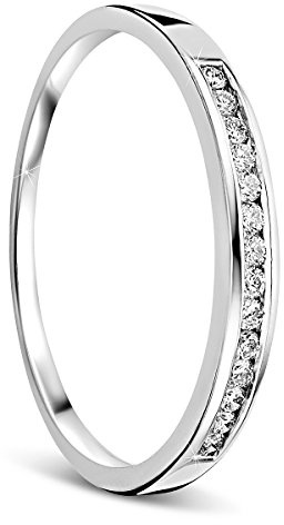 OROVI anello donna Oro 18Kt vero, con Diamanti - Oro Bianco - Gioielli donna - Gioiello Ipoallergenico - anello eternity fatto a mano con elegante scatola portagioie