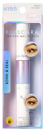 KISS Falscara DIY Eyelash Extension Bond & Seal Infused with Biotin & Vitamin E, Strong Gentle Comfortable Lash Adhesive for All Day Wear for Use with Lash Wisps, Remover and Applicator