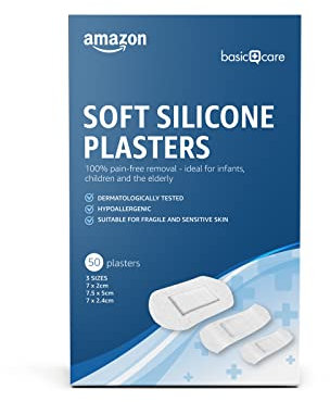 Amazon Basic Care – Ultra Sensitive-Pflaster – Geeignet für Säuglinge, Kinder und Senioren, 3 Größen – 50Stück (1er Pack)