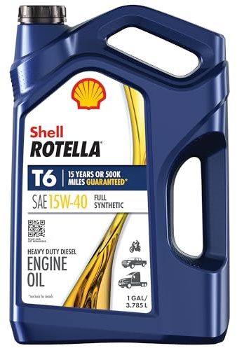 Shell Rotella T6 Full Synthetic 15W-40 Diesel Engine Oil, 1 Gallon