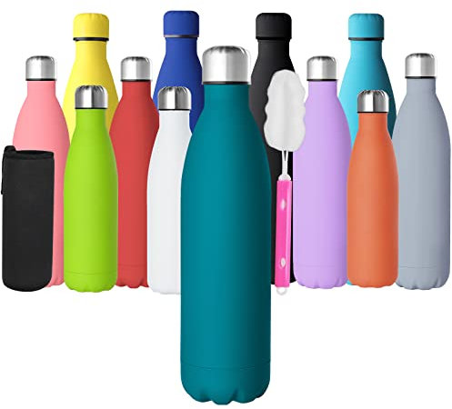 GeeRic Stainless Steel Water Bottle 750ml, Double-Walled Vacuum Insulated Metal Water Bottle 12 Hours Hot & 24 Hours Cold Drinks Cycling Bottles for Outdoor Sports Hiking Running 750ml Dark Blue