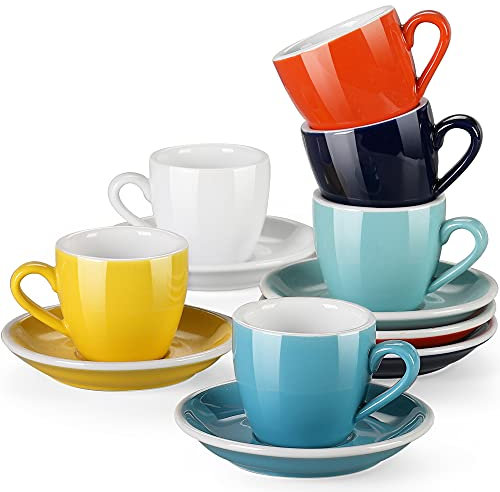 LOVECASA, Serie Sweet, Espresso-Service aus Porzellan für 6 Personen, Tasse 80 ml + Untertasse