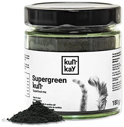 KUNKAY Supergreenkun hundar och katter - 180 g | Naturligt tillskott för att främja en komplett och balanserad kost (spirulina, klorella och fiskolja)