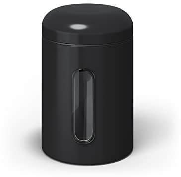 stardis Vorratsdosen 3er Set 0,9 L mit Deckel & Sichtfenster für Lebensmittel, stabiler Vorratsbehälter, Metalldosen für Kaffee, Tee, Cerealien, Kaffeedose, Anti-fingerprint-Beschichtung schwarz