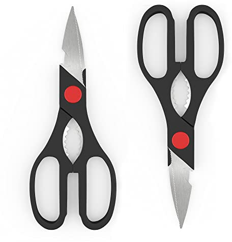 Lerksen Pack 2 Tijeras Cocina Profesionales de Acero Inoxidable - Multifunción 21cm