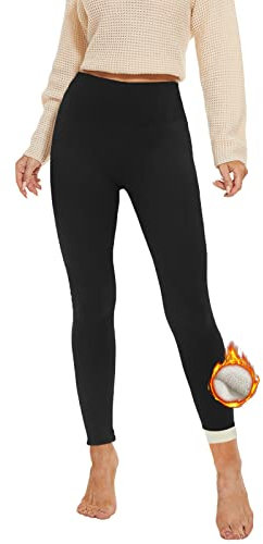 AMIYOYO Thermo Leggings Damen Gefüttert Leggings Fleece Thermohose Verdickte Plüsch Leggins Blickdicht Samt Thermounterwäsche Warm Strumpfhose Winter