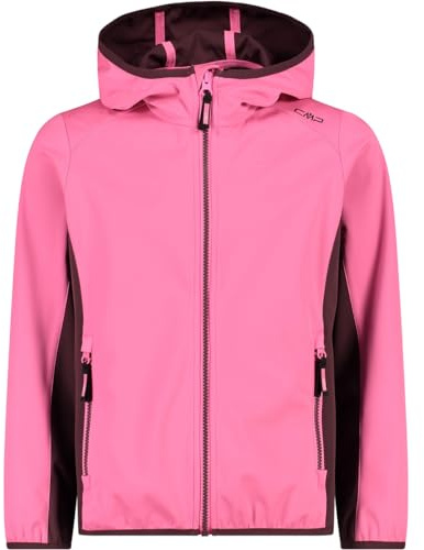 CMP Unisex Kinder Leichte Softshelljacke für Kinder mit Fester Kapuze Jacke Kokon-Mantel, Rosa Fluo-Pflaume, 152