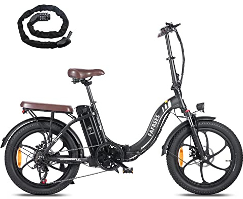 Fafrees Bici Elettrica Pieghevole Donna Uomo, 36V 18Ah Bicicletta Elettrica 120-150KM Pedalata Assistita MTB, 3.0 Fat Bike Ebike da Città, 250W 7 Velocità, F20 Pro Upgrade Nero