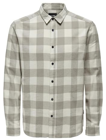 Only & Sons Onsgudmund Ls Chemise à Carreaux pour Homme, Blanc Antique, L