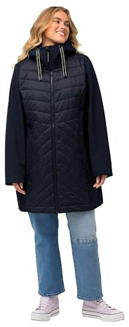 Ulla Popken Grs Hyprar Veste Softshell avec Empiècement Matelassé, Imperméable, Noir, 50-52 Femme