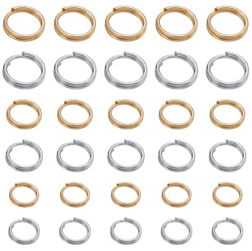 Beebeecraft 1 boîte 600 pièces Anneaux de Saut à Double Boucle en Acier Inoxydable 2 Couleurs 5/6/7mm Anneaux de Saut Ouverts Anneaux Ronds Fendus pour Bricolage Bracelet Collier Porte-Clés Artisanat