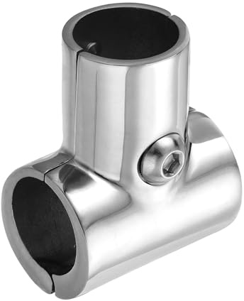 sourcing map Boat Handrail Fitting, 3-Way Pipe Connector Tee Split 316 Stainless Steel Tube Connecting for 1inch O.D.Tube Shelves, Display Racks