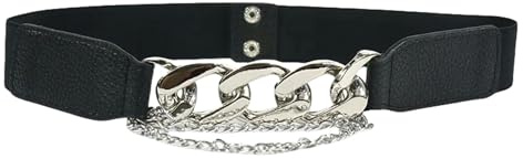 YIMAIWLX dambälten mode väv elastiskt kummerbund korsett bälte svart blå sommarbälten för kvinnor midjeband pärla, SILVER, 70-80cm