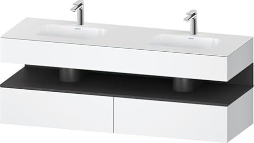Duravit Qatego Einbauwaschtisch mit Konsolenwaschtischunterbau, 1600x550x600mm, Nische Graphit Matt, Doppelwaschtisch, QA4797049180000, Farbe: Weiß