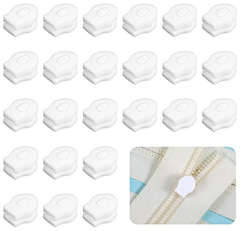 JJUNW 24 Stück ReißVerschluss Kunststoffschieber, Schieber für Bettwäsche Reißverschluss Ohne Griffplatte Ersatz Zipper für Bettwäsche Bettbezug Kopfkissenbezug