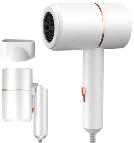 Asciugacapelli Ionico 800W Phon da Viaggio Pieghevole con Pulsante caldo/freddo Piccolo asciugacapelli professionale ionico con Bocchetta, Per Famiglia, Viaggio, Salone