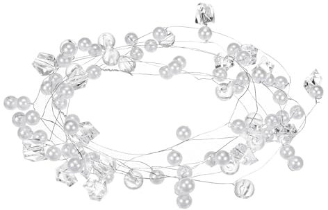 M METERXITY 79 Inch Crystal Diamond Wire Garland Acrylic Crystal Garlands Bead Tree Garland String Branch for DIY Crafts/Bouquet/Christmas/Wedding/Home/Party [Clear, White]