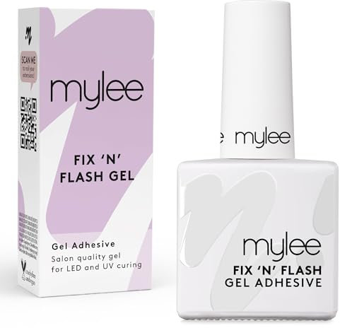 Mylee Fix & Flash Gel - Colla Adesiva Trasparente per Punte in Gel Morbide, Unghie Acriliche, Unghie Finte e Tip, Polimerizzare con UV/LED, per Uso Professionale e Fai-da-te (Fix 'N' Flash Gel, 10ml)