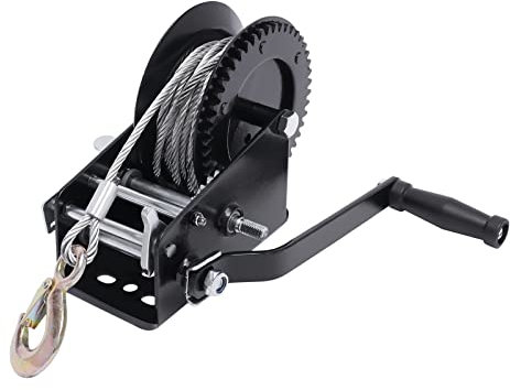 Cabrestante manual de hasta 2000 kg. Relación de transmisión 4:1 8:1 192 x 100 x 182 mm, cabrestante con cable de alambre de 10 m, cabrestante manual, cuerda manual eficiente, cabrestante forestal