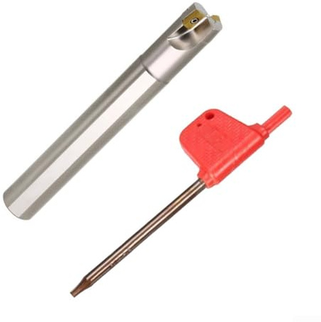 Pour APMT1135 Fraise à bout indexable D16 mm Longueur 120 mm 2T avec clé Idéal pour le fraisage latéral, l'absorption des vibrations et la finition de la pièce